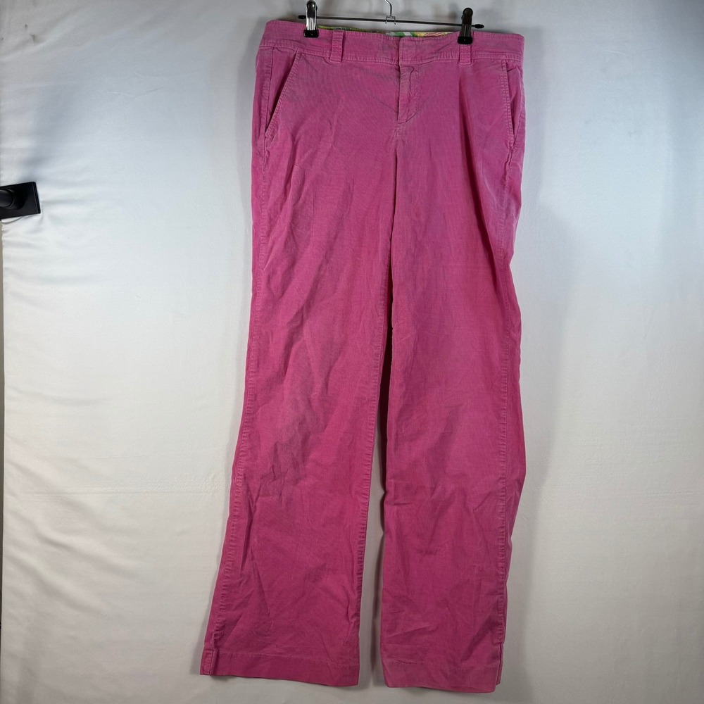 Lilly Pulitzer Pink Corduroy Straight Leg Stretch Pants Womens Size 10 RN 88189